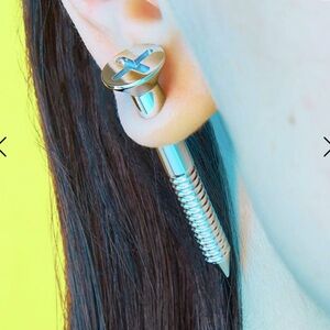 Long Screw Earring Silver